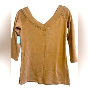 Free People Double V Neck Top Size Large NEW